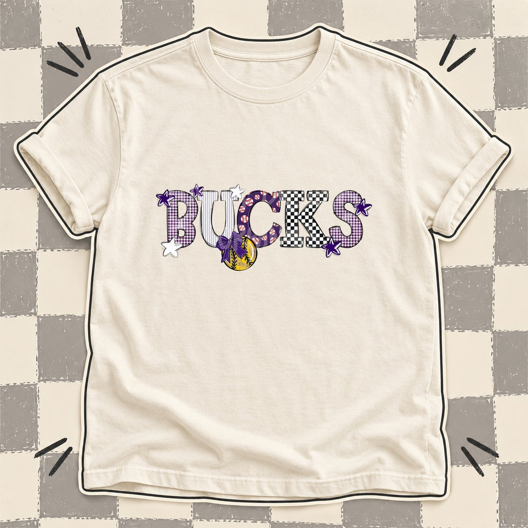 Bucks Purple White Mixed Doodle Softball Mascots – Mascot Colors DTF transfer mockup
