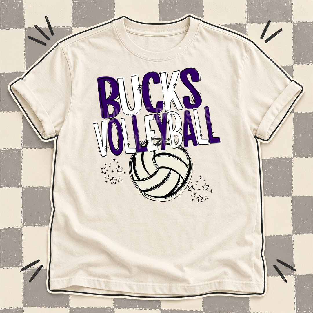 Bucks Purple White Team Go Volleyball Mascots DTF transfer mockup