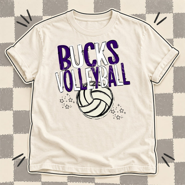 Bucks Purple White Team Go Volleyball Mascots DTF transfer mockup