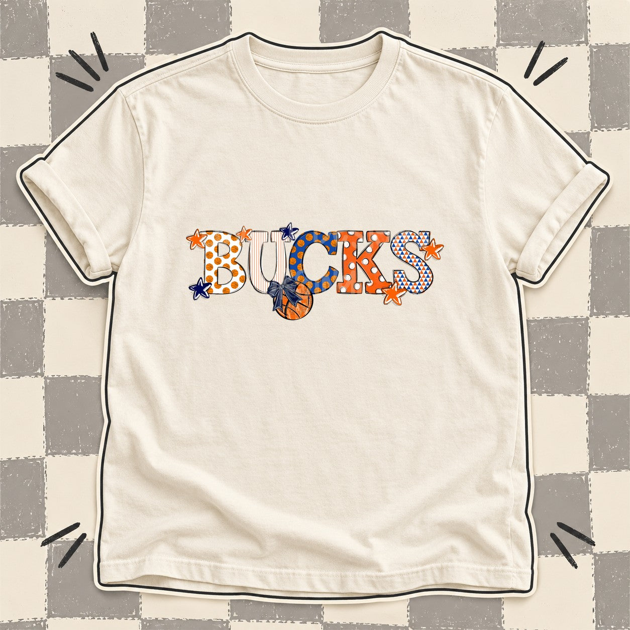 Mixed Doodle Basketball Mascots – Court Classic Bucks design