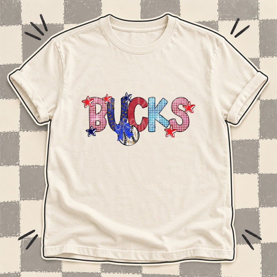Bucks Mixed Doodle Baseball Mascots – Red and Royal DTF transfer mockup