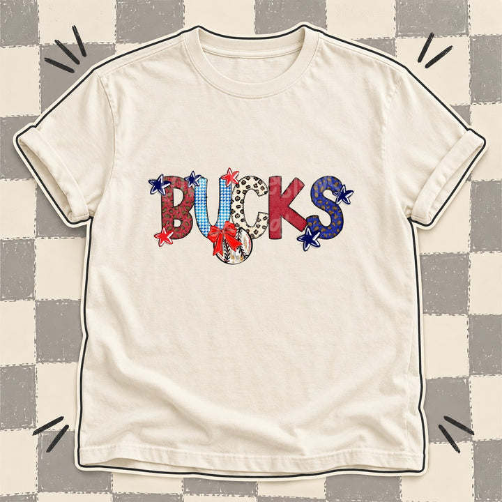 Bucks Mixed Doodle Baseball Mascots – Leopard Red Navy DTF transfer mockup