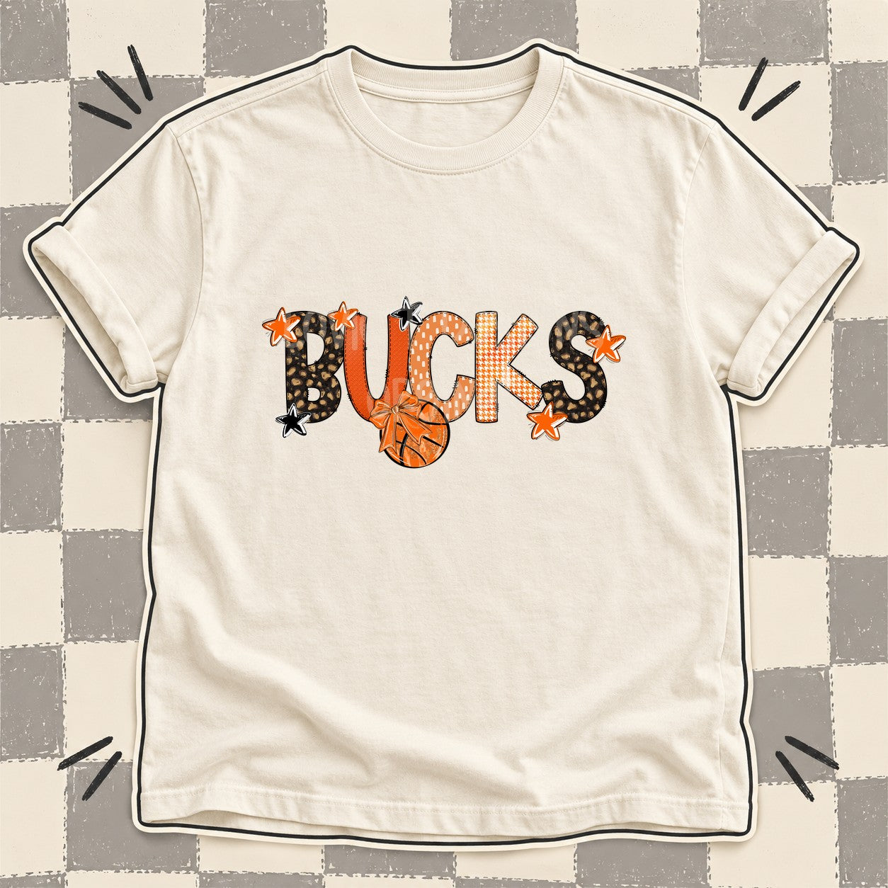 Mixed Doodle Basketball Mascots – Leopard Court Bucks design