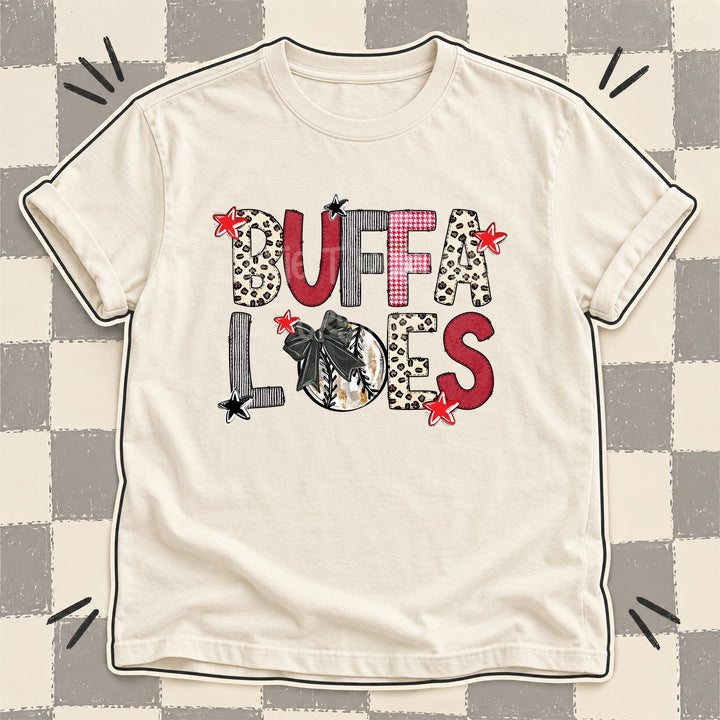 Buffaloes Mixed Doodle Baseball Mascots – Stitched Ballpark DTF transfer mockup