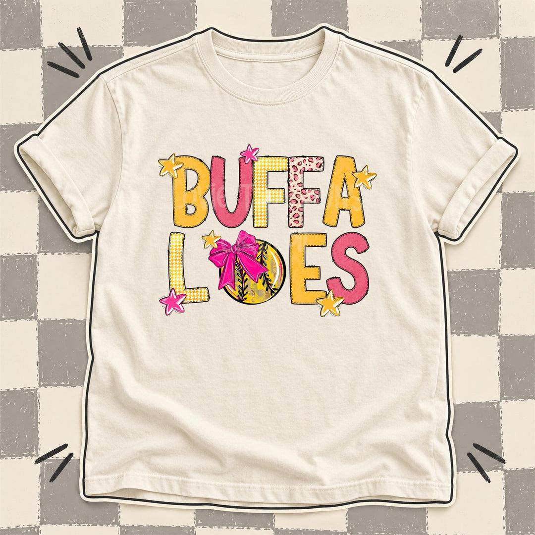 Buffaloes Mixed Doodle Softball Mascots – Stitched Softball DTF transfer mockup