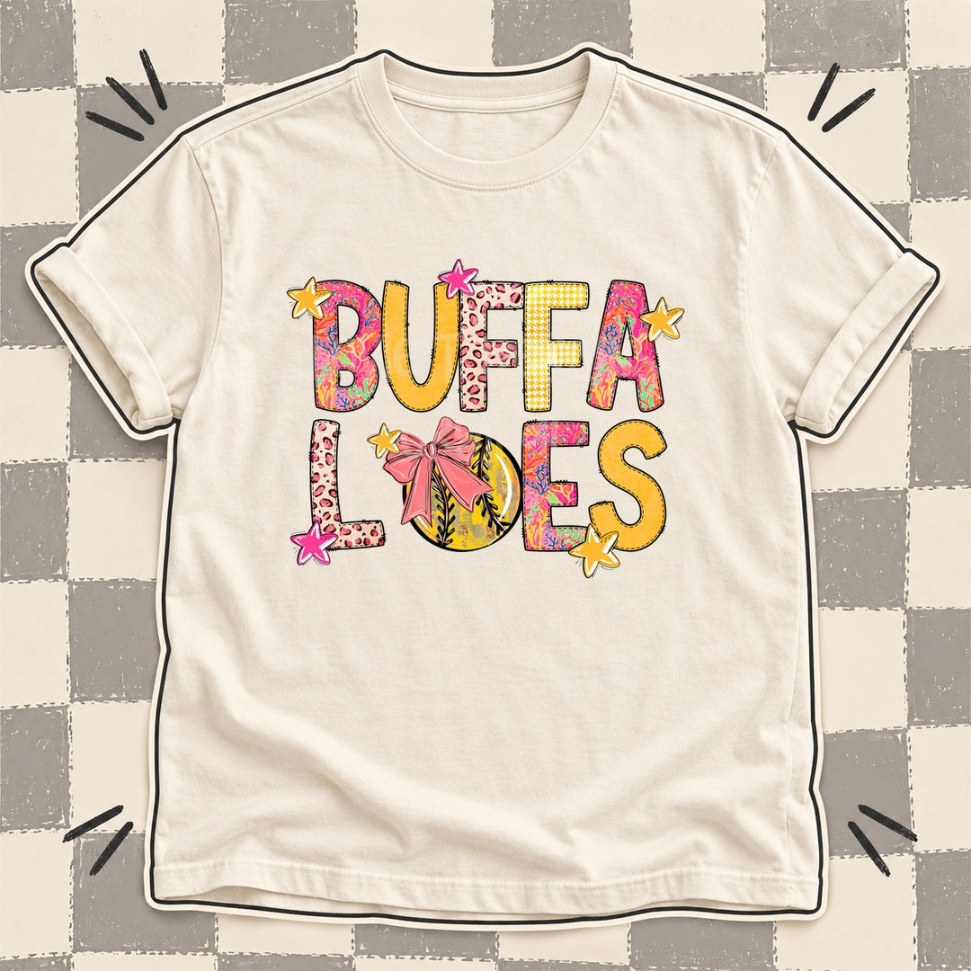 Buffaloes Mixed Doodle Softball Mascots – Softball Brights DTF transfer mockup