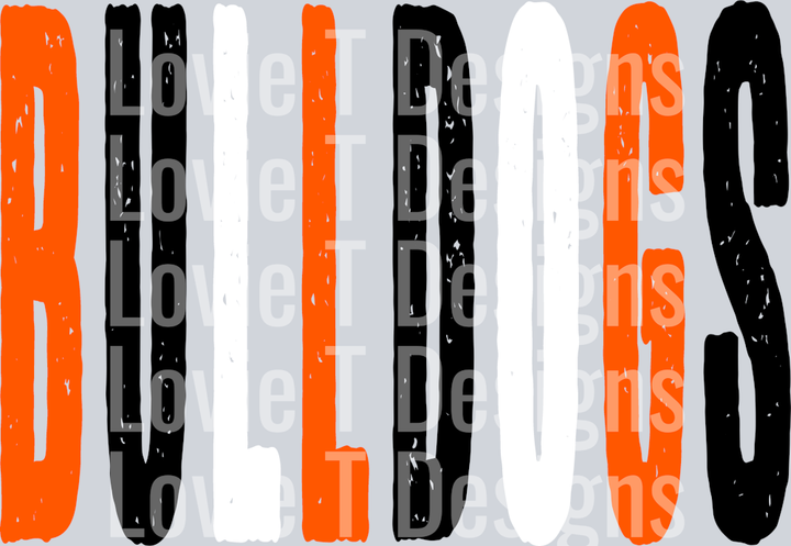 BULLDOGS ORANGE BLACK AND WHITE OVERSIZED GRUNGE MASCOT