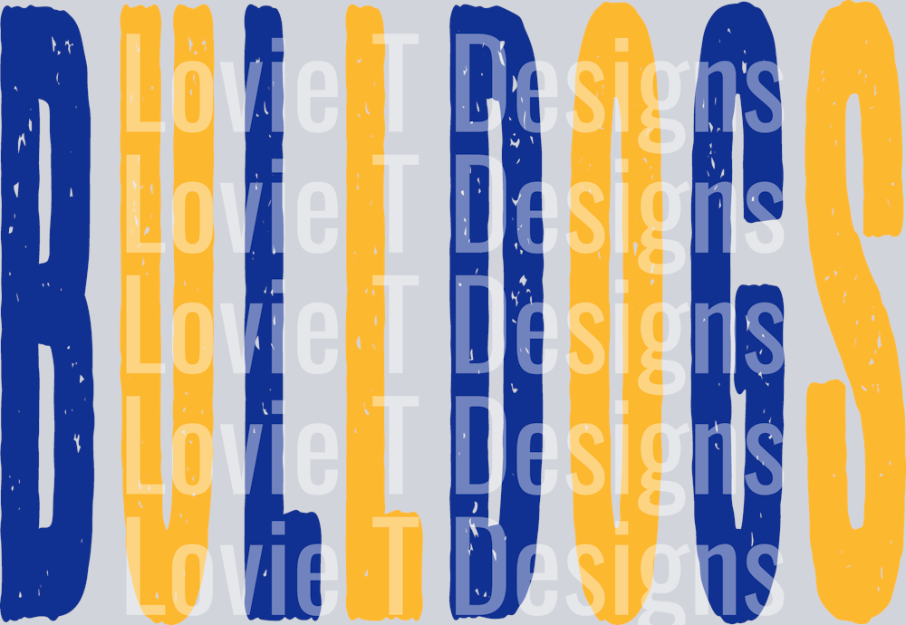 BULLDOGS ROYAL BLUE AND YELLOW GOLD OVERSIZED GRUNGE MASCOT