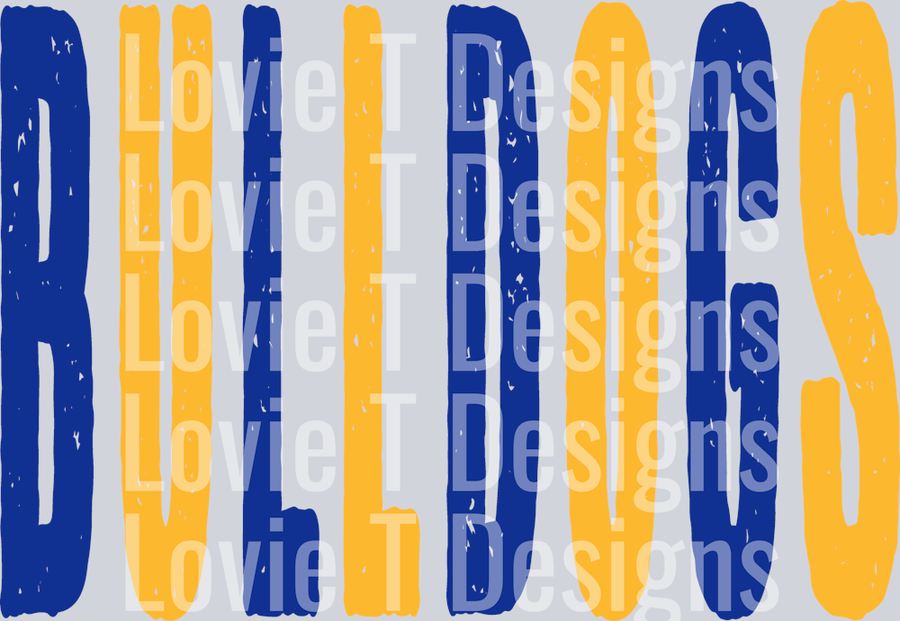 BULLDOGS ROYAL BLUE AND YELLOW GOLD OVERSIZED GRUNGE MASCOT