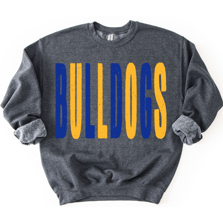 Bulldogs Royal Blue and Yellow Gold Oversized Grunge Mascot – DTF Transfer