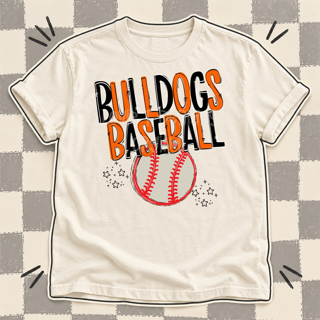 Team Go Baseball Mascots Bulldogs Black Orange design