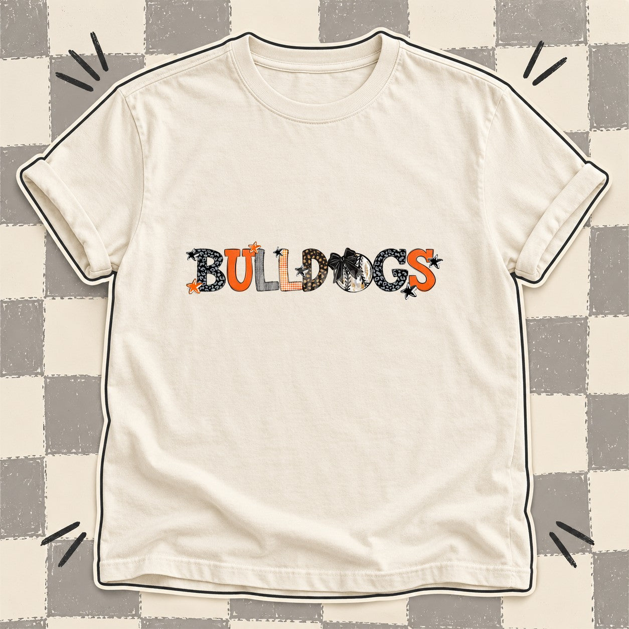 Mixed Doodle Baseball Mascots – Mascot Colors Bulldogs Black Orange design