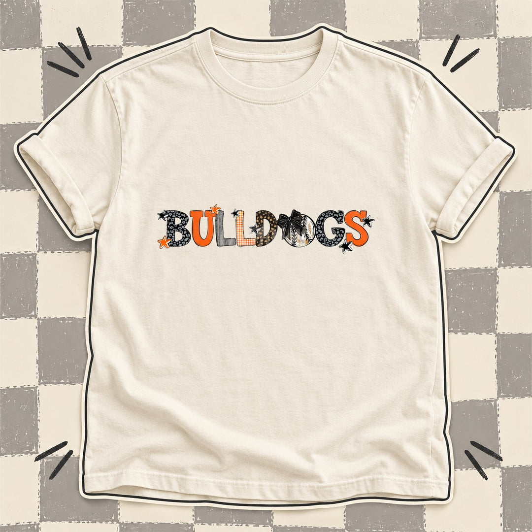 Bulldogs Black Orange Mixed Doodle Baseball Mascots – Mascot Colors DTF transfer mockup
