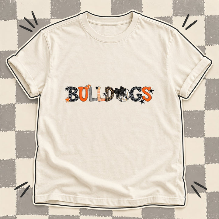 Bulldogs Black Orange Mixed Doodle Baseball Mascots – Mascot Colors DTF transfer mockup