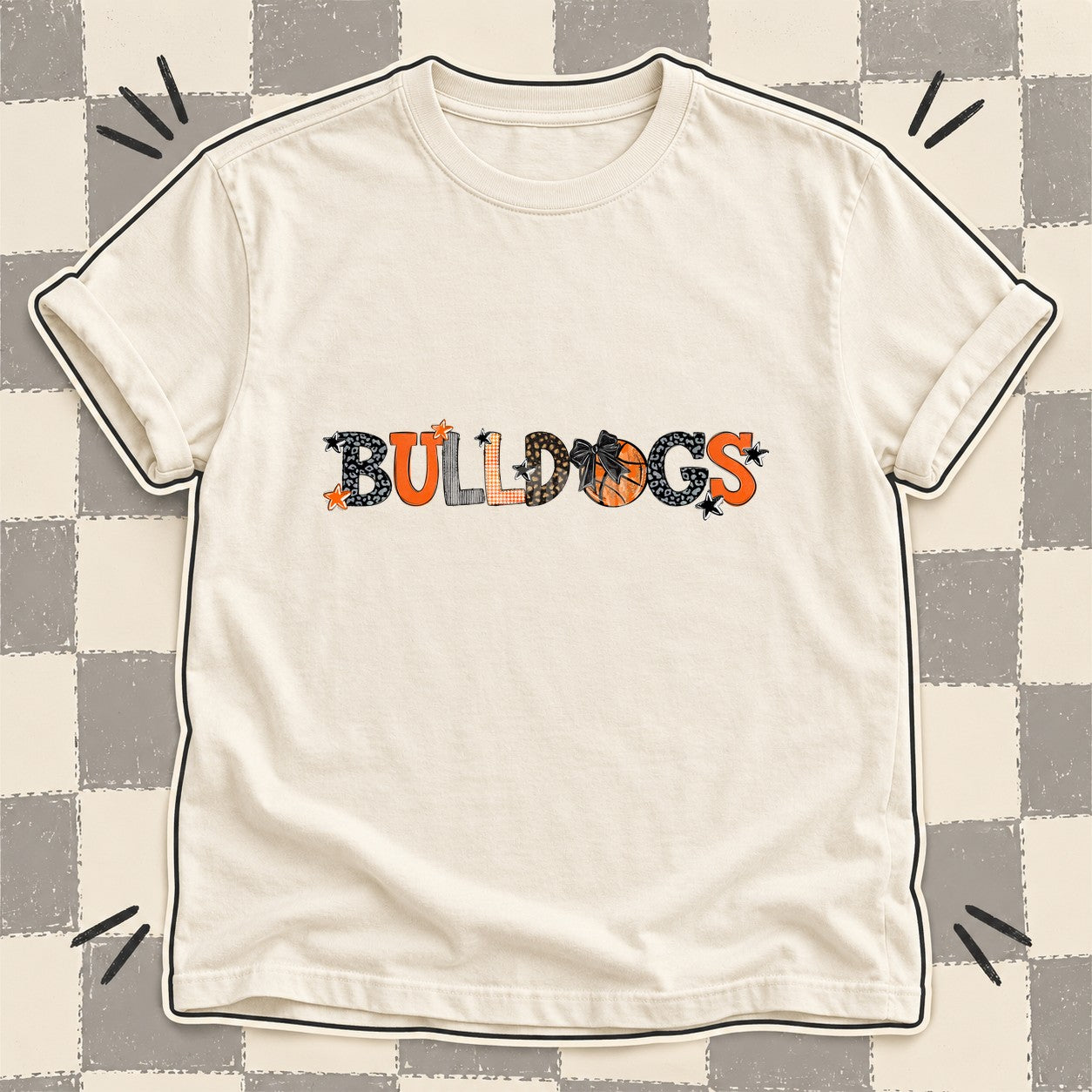 Mixed Doodle Basketball Mascots – Mascot Colors Bulldogs Black Orange design