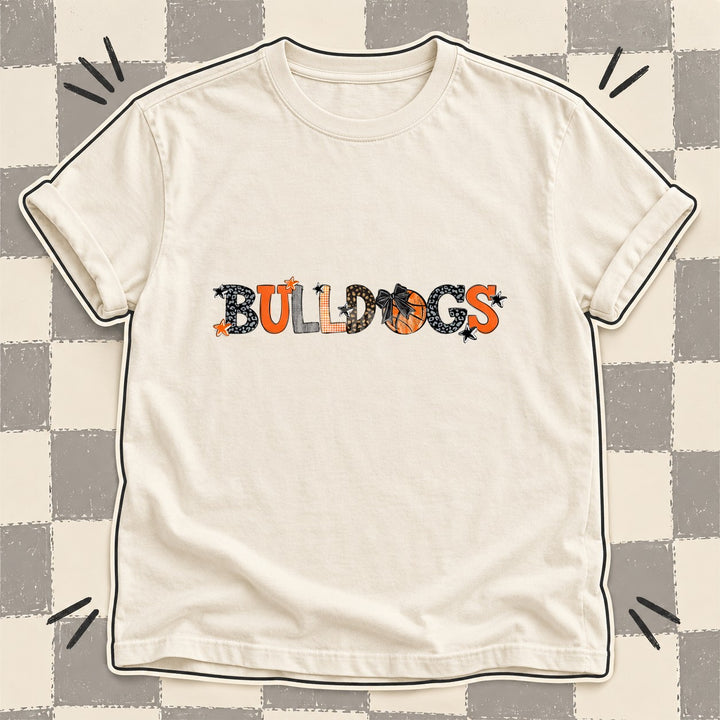 Bulldogs Black Orange Mixed Doodle Basketball Mascots – Mascot Colors DTF transfer mockup