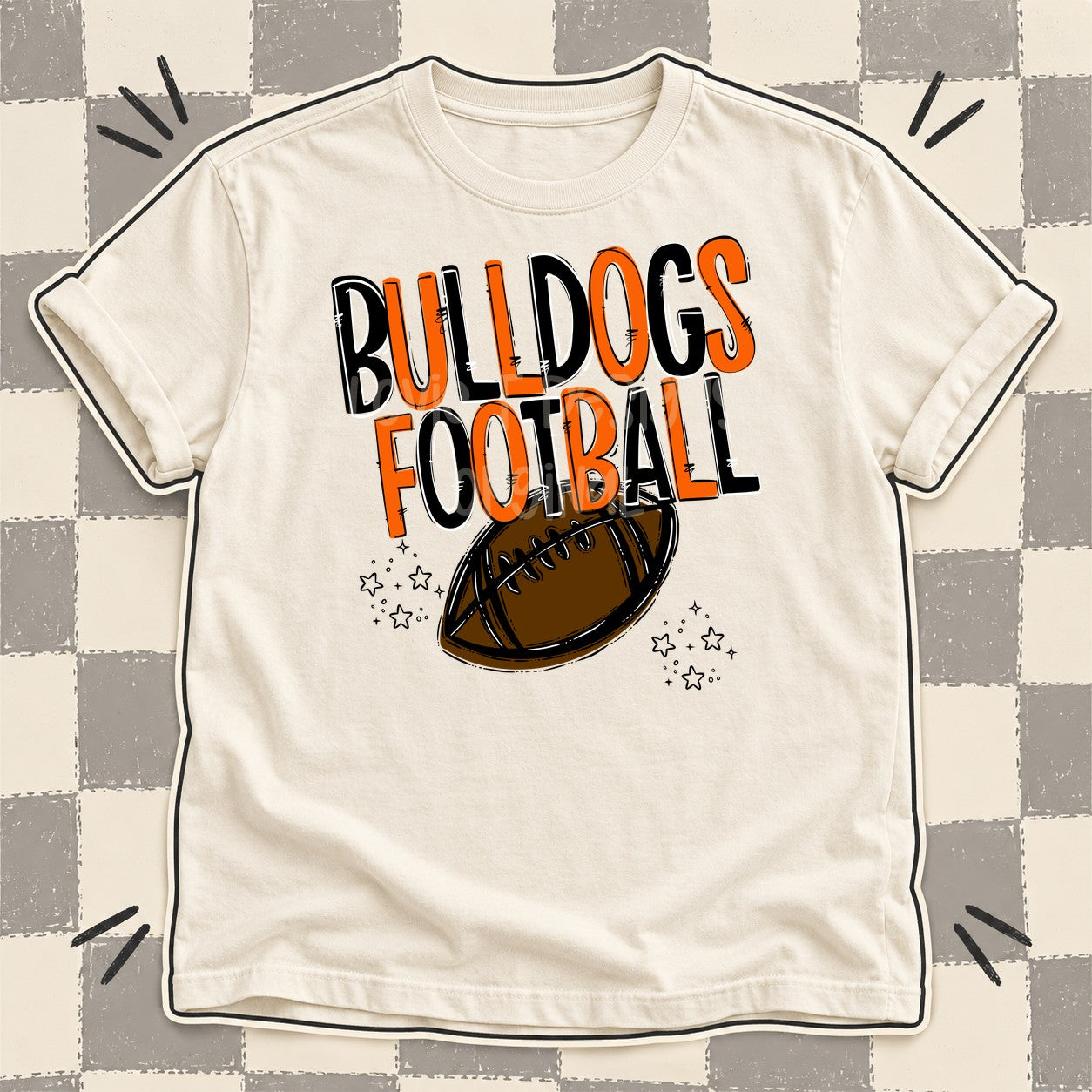 Team Go Football Mascots Bulldogs Black Orange design
