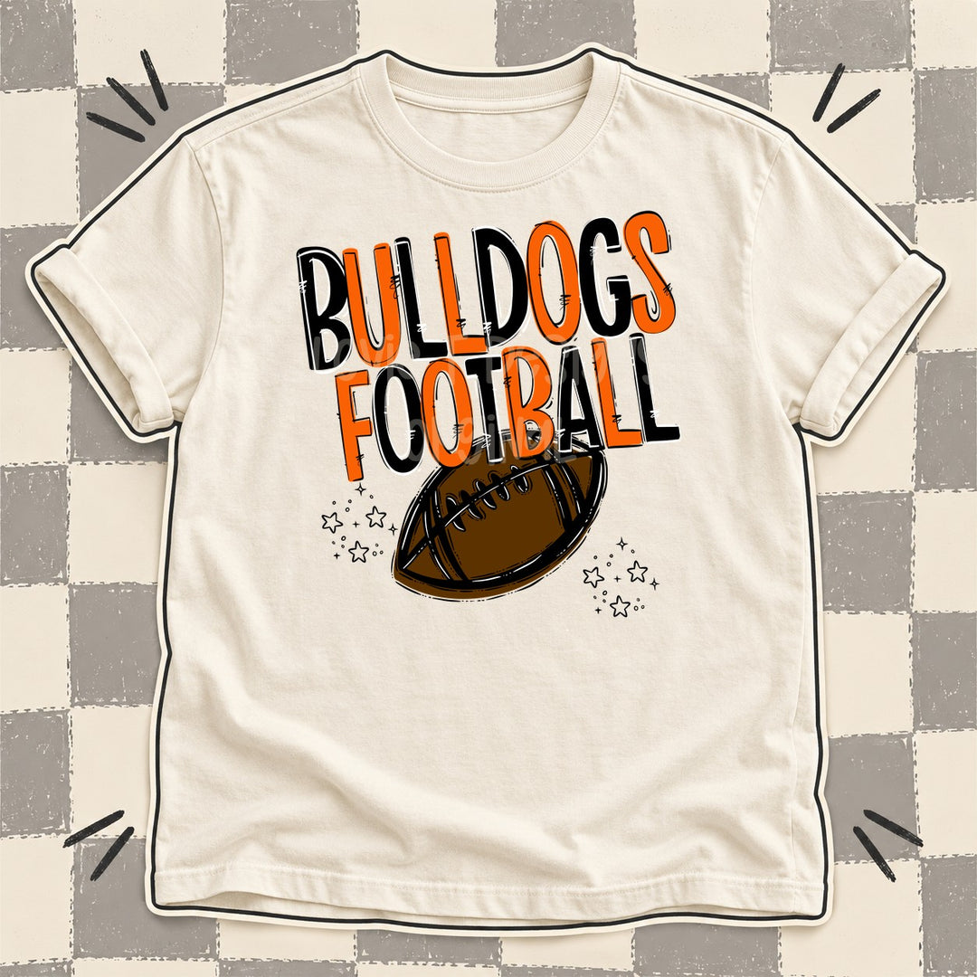 Bulldogs Black Orange Team Go Football Mascots DTF transfer mockup
