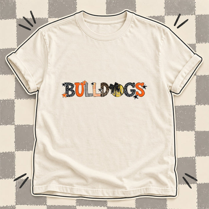 Bulldogs Black Orange Mixed Doodle Softball Mascots – Mascot Colors DTF transfer mockup