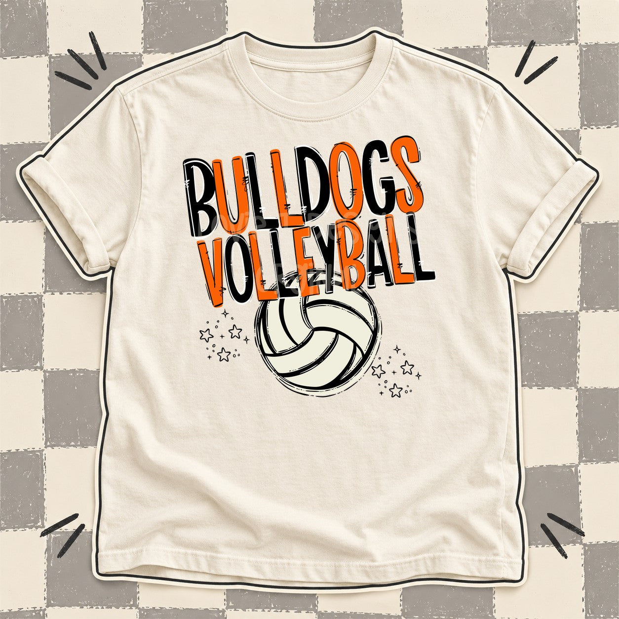 Team Go Volleyball Mascots Bulldogs Black Orange design