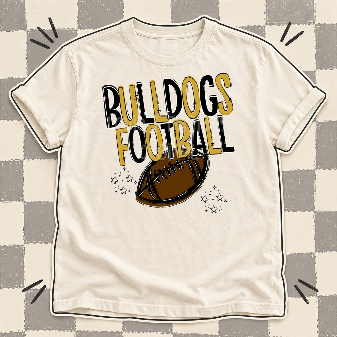 Bulldogs Black Vegas Gold Team Go Football Mascots DTF transfer mockup