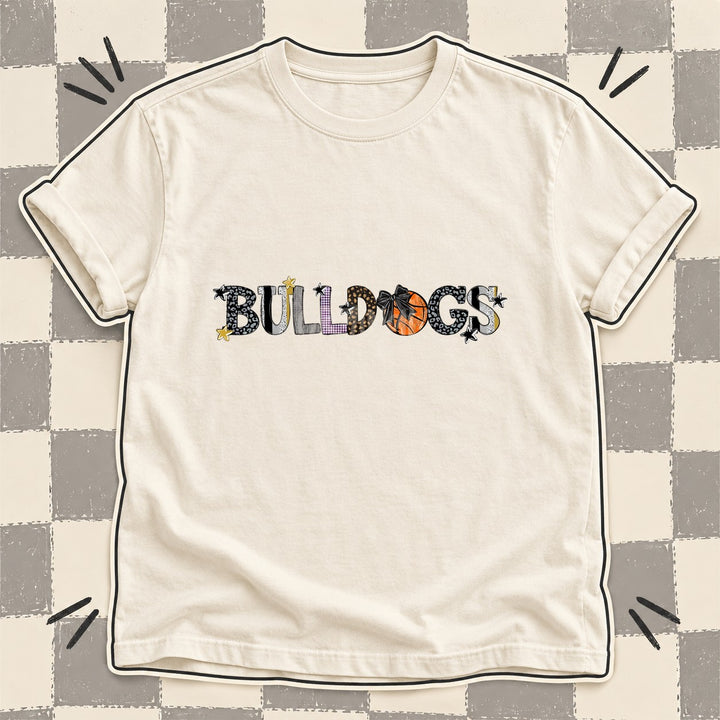 Bulldogs Black Vegas Gold Purple Mixed Doodle Basketball Mascots – Mascot Colors DTF transfer mockup