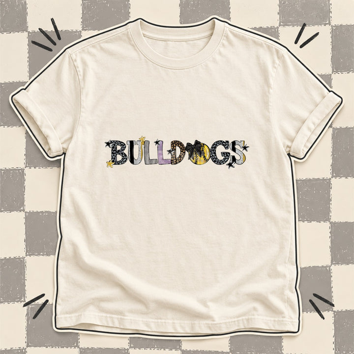 Bulldogs Black Vegas Gold Purple Mixed Doodle Softball Mascots – Mascot Colors DTF transfer mockup