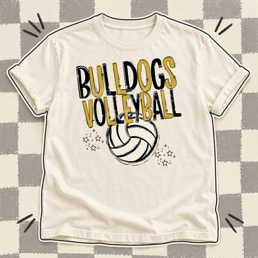 Bulldogs Black Vegas Gold Team Go Volleyball Mascots DTF transfer mockup