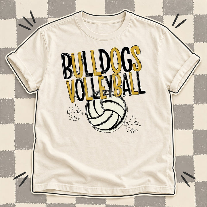 Bulldogs Black Vegas Gold Team Go Volleyball Mascots DTF transfer mockup