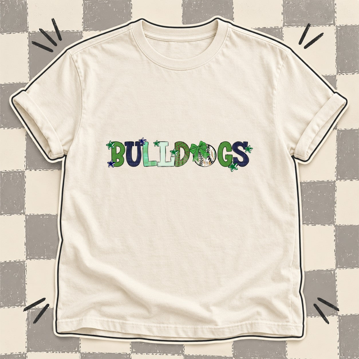 Mixed Doodle Baseball Mascots – Mascot Colors Bulldogs Green Navy White design