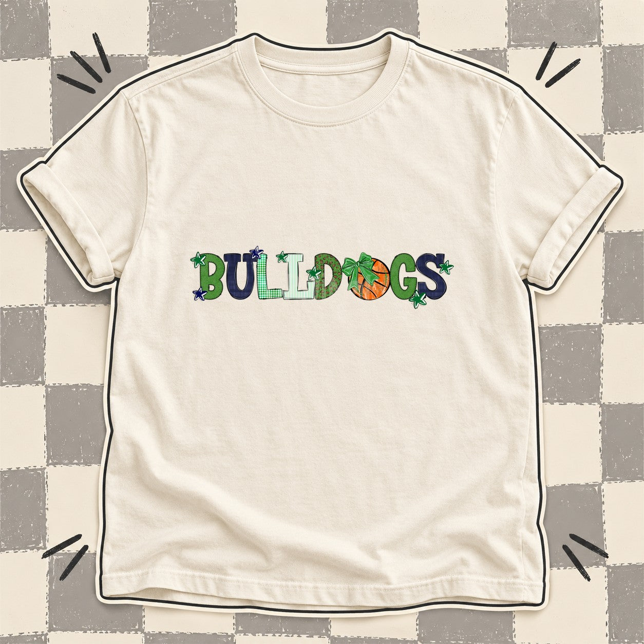 Mixed Doodle Basketball Mascots – Mascot Colors Bulldogs Green Navy White design
