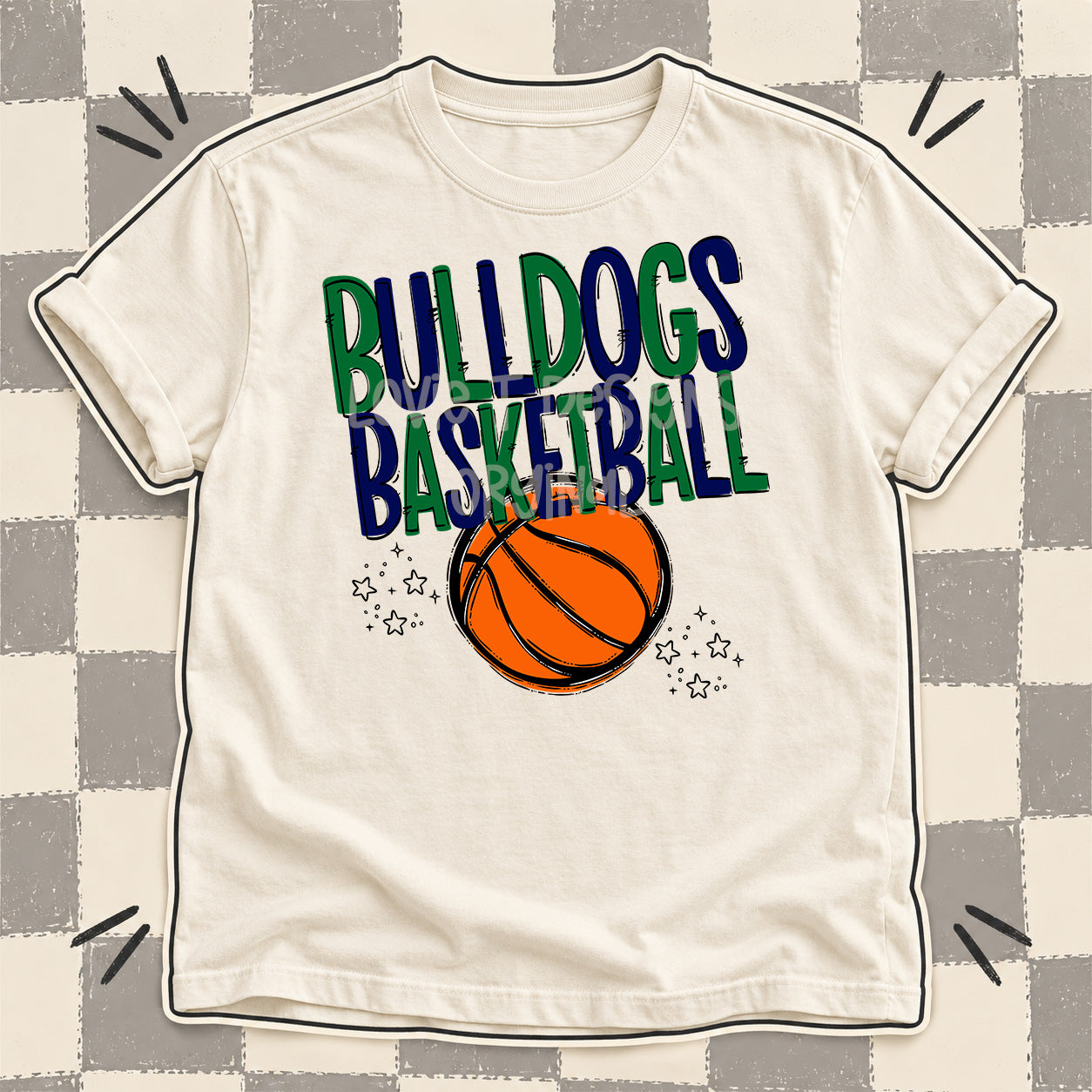 Team Go Basketball Mascots Bulldogs Kelly Green Navy design