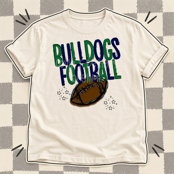 Bulldogs Kelly Green Navy Team Go Football Mascots DTF transfer mockup