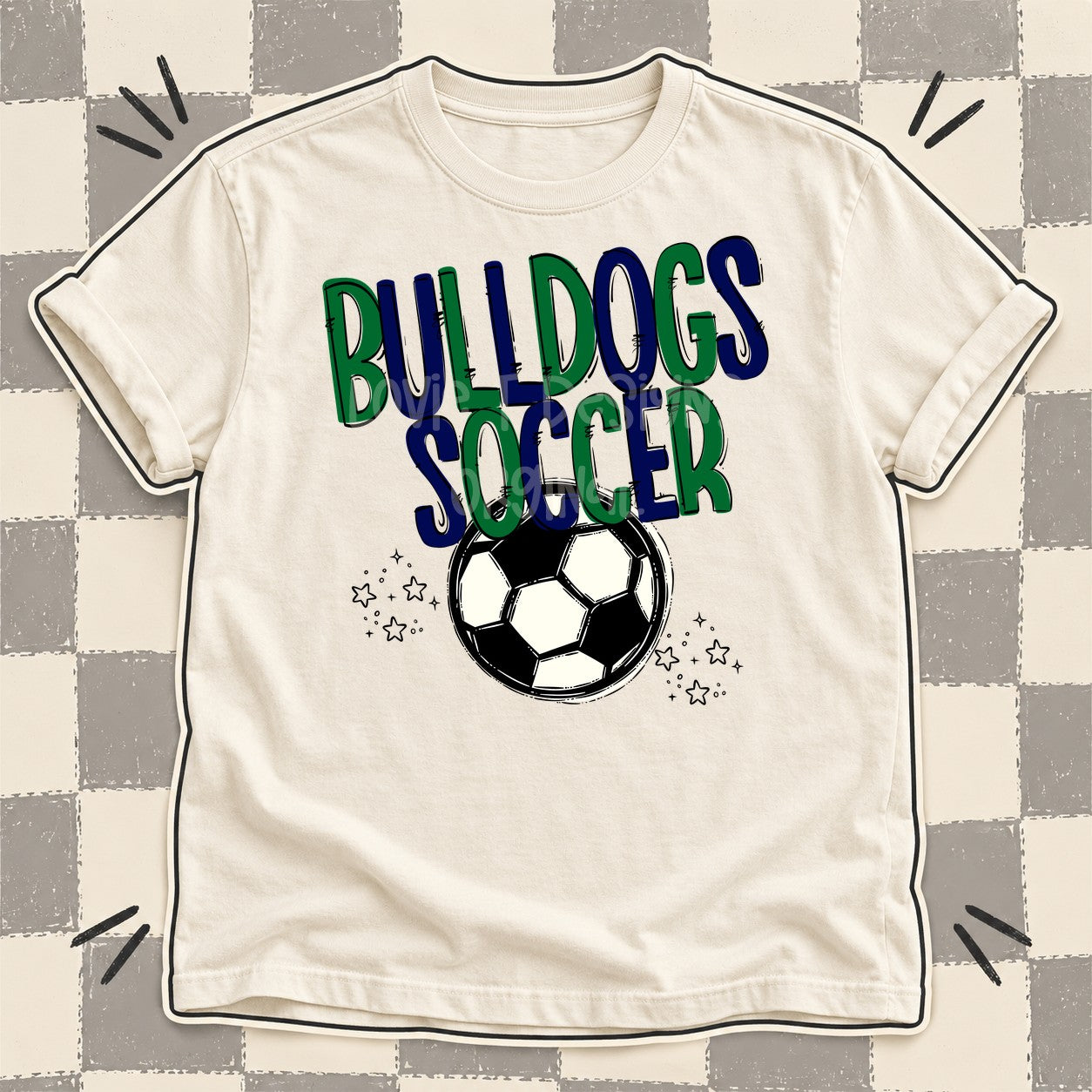 Team Go Soccer Mascots Bulldogs Kelly Green Navy design