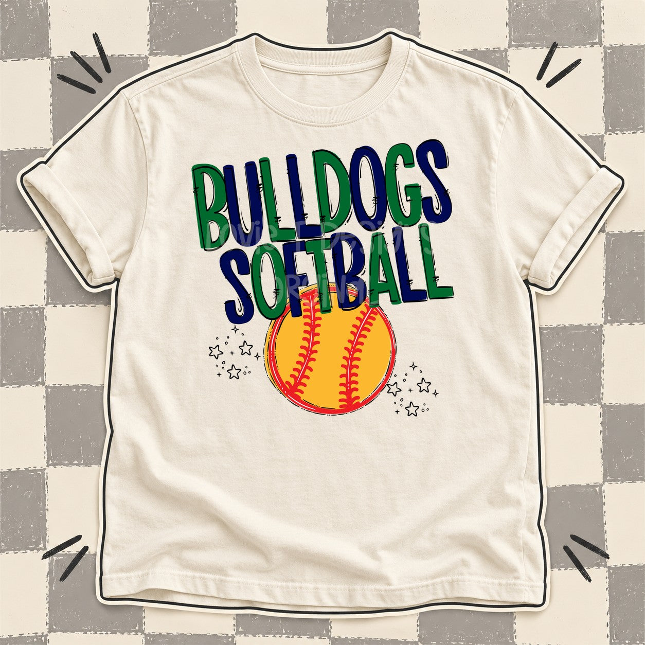 Team Go Softball Mascots Bulldogs Kelly Green Navy design