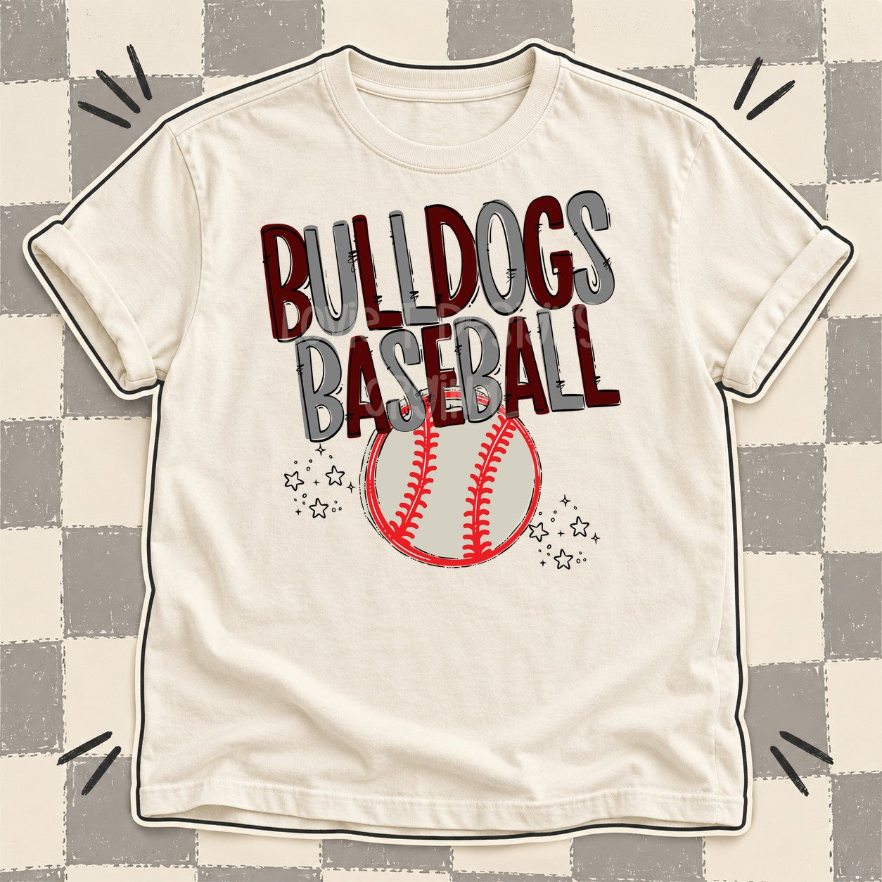 Team Go Baseball Mascots Bulldogs Maroon Gray design