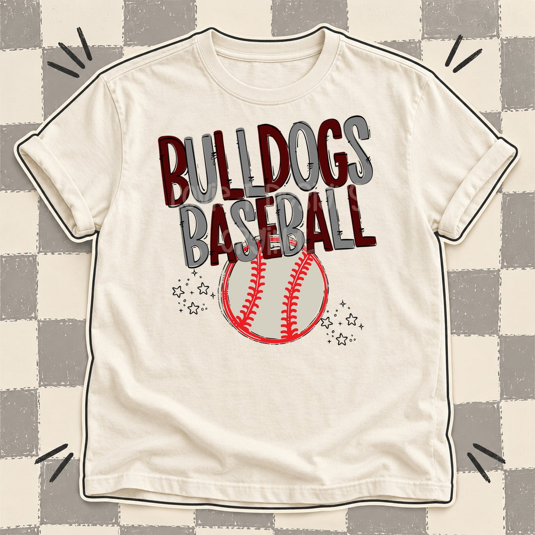 Bulldogs Maroon Gray Team Go Baseball Mascots DTF transfer mockup