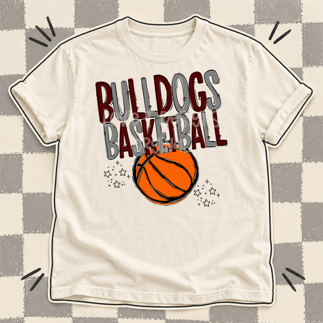 Bulldogs Maroon Gray Team Go Basketball Mascots DTF transfer