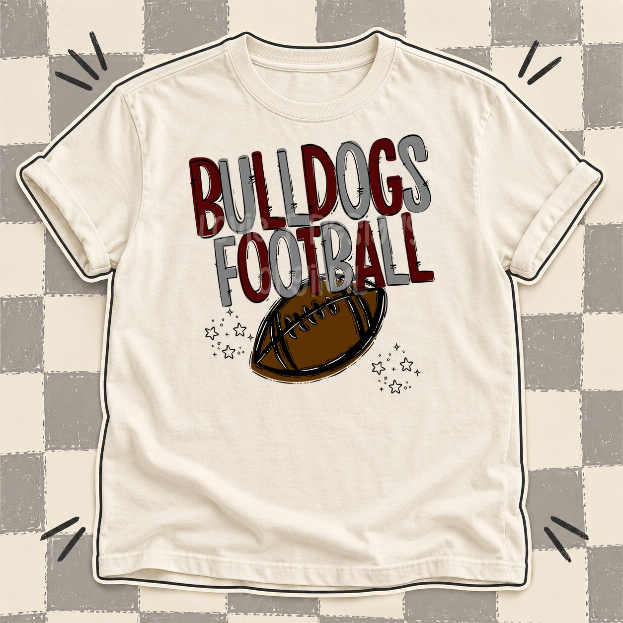 Team Go Football Mascots Bulldogs Maroon Gray design