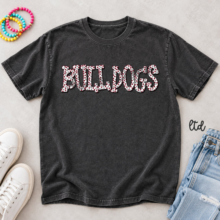 Bulldogs Maroon Gray Polka Dot Mascots DTF transfer mockup