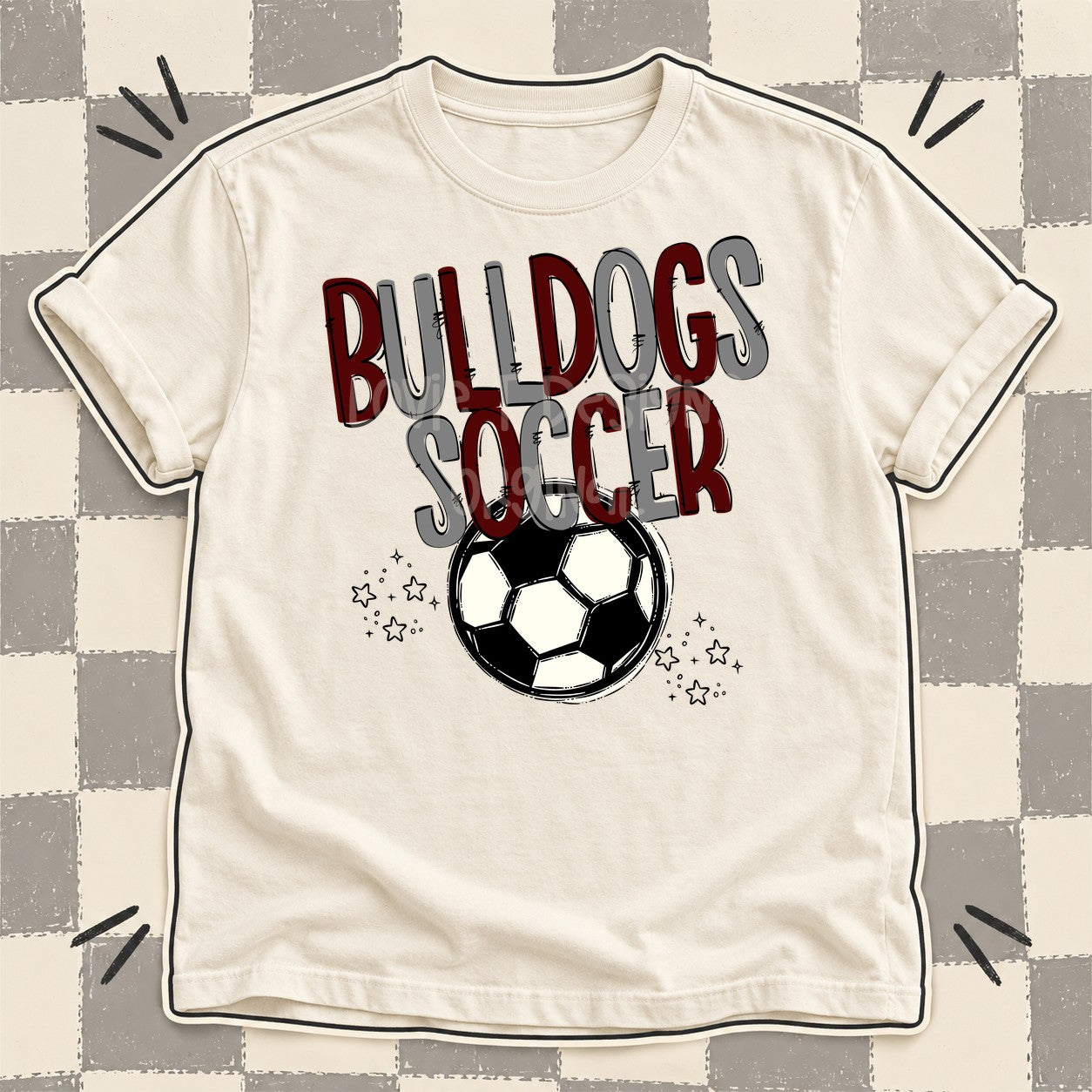 Team Go Soccer Mascots Bulldogs Maroon Gray design