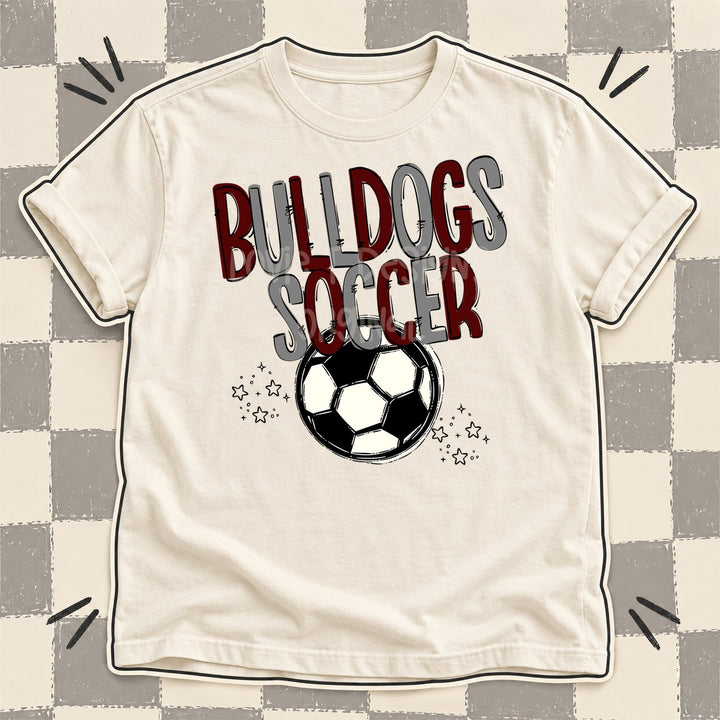 Bulldogs Maroon Gray Team Go Soccer Mascots DTF transfer mockup