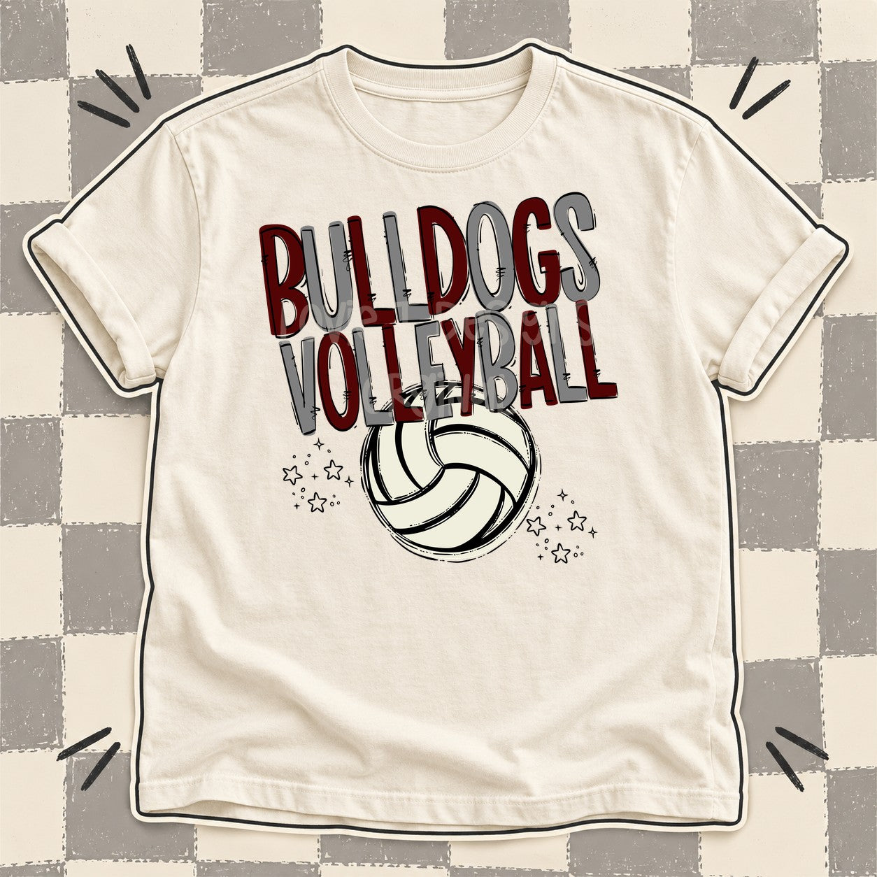 Team Go Volleyball Mascots Bulldogs Maroon Gray design