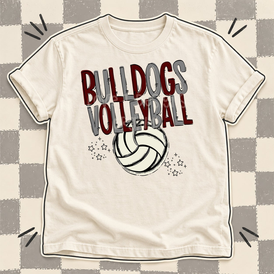 Bulldogs Maroon Gray Team Go Volleyball Mascots DTF transfer mockup