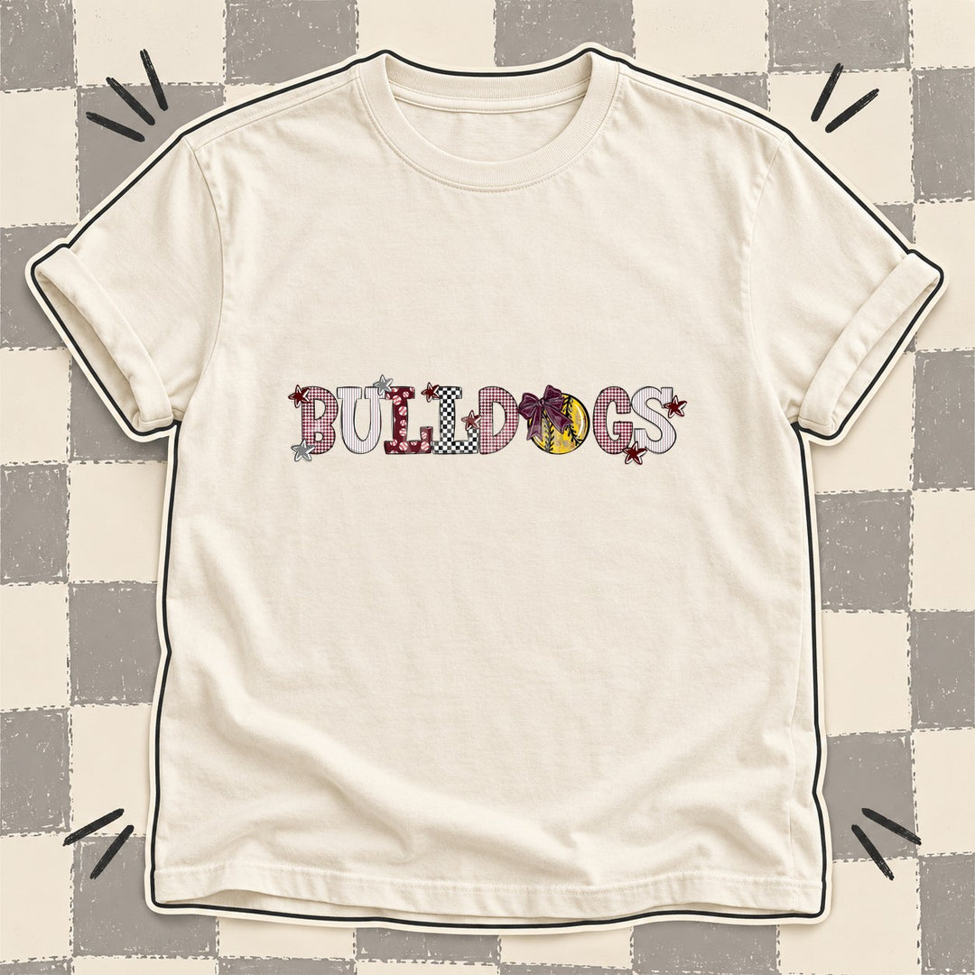 Bulldogs Maroon Gray White Mixed Doodle Softball Mascots – Mascot Colors DTF transfer mockup