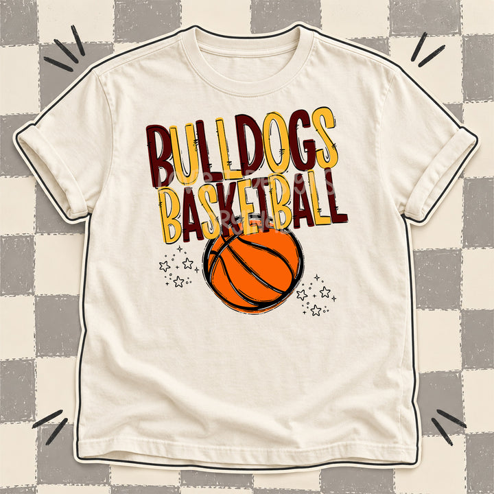 Bulldogs Maroon Yellow Gold Team Go Basketball Mascots DTF transfer
