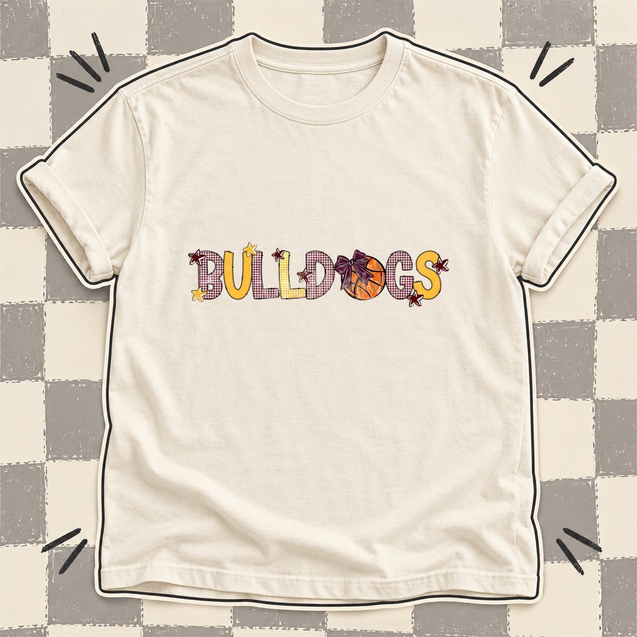 Mixed Doodle Basketball Mascots – Mascot Colors Bulldogs Maroon Yellow Gold design