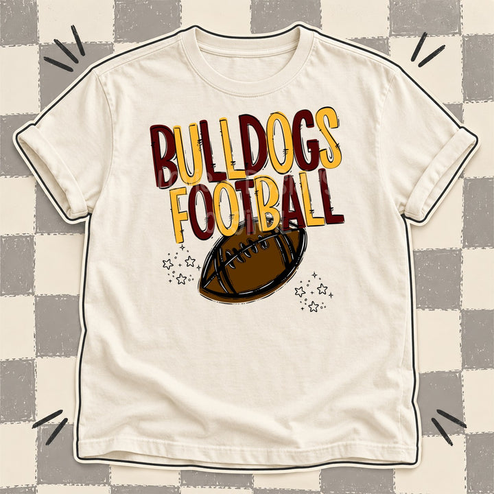 Bulldogs Maroon Yellow Gold Team Go Football Mascots DTF transfer mockup