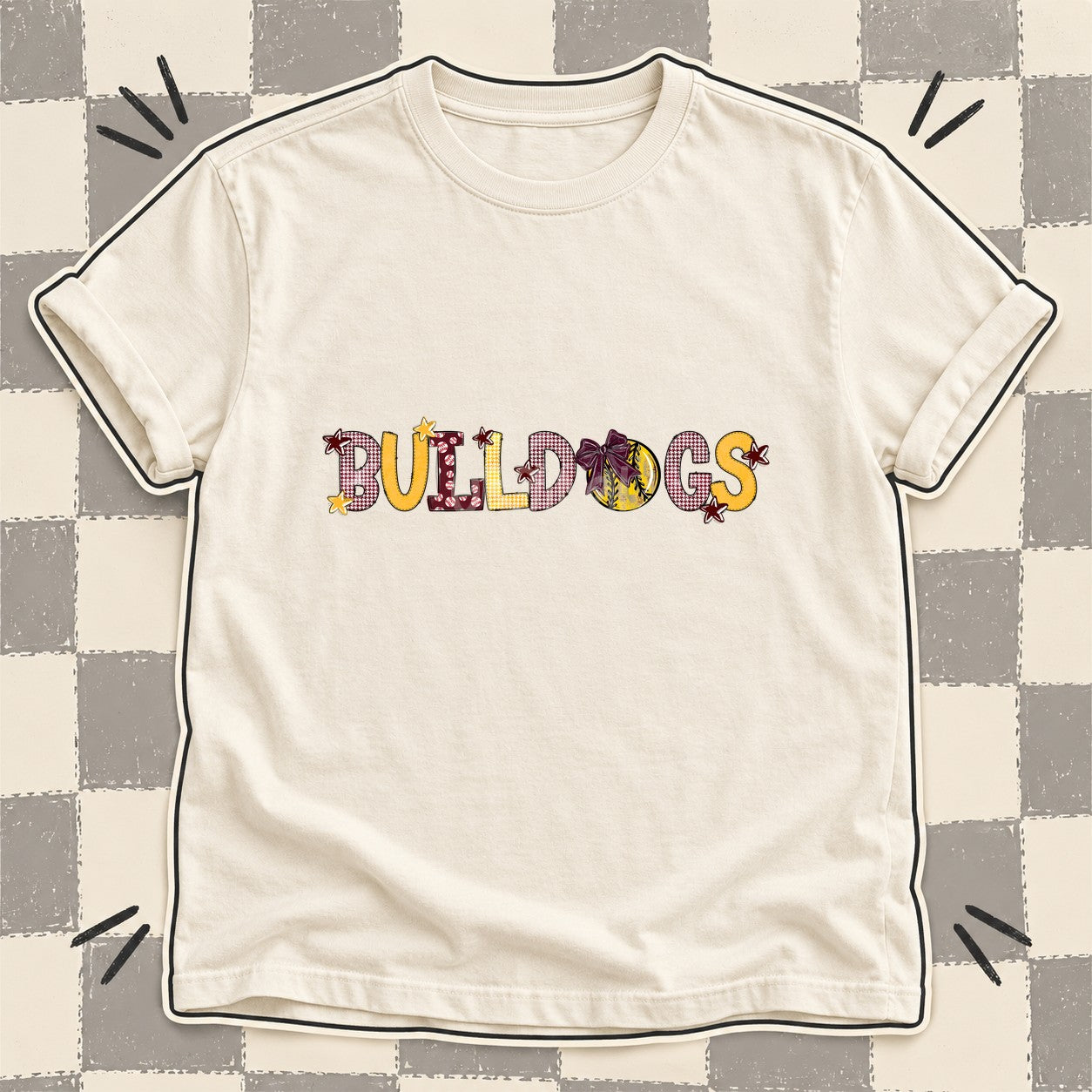 Mixed Doodle Softball Mascots – Mascot Colors Bulldogs Maroon Yellow Gold design