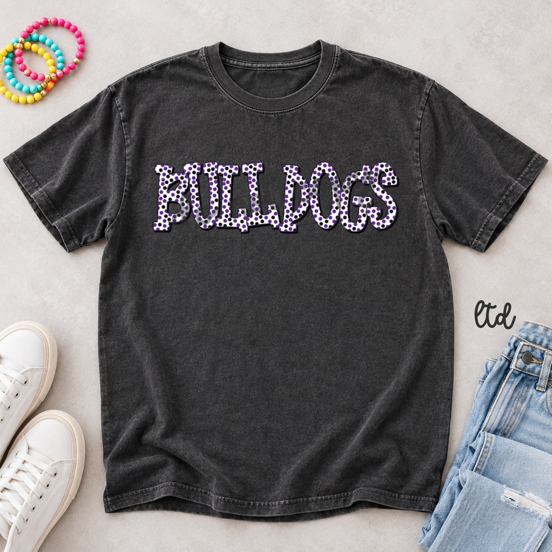 Bulldogs Purple Black Polka Dot Mascots DTF transfer mockup